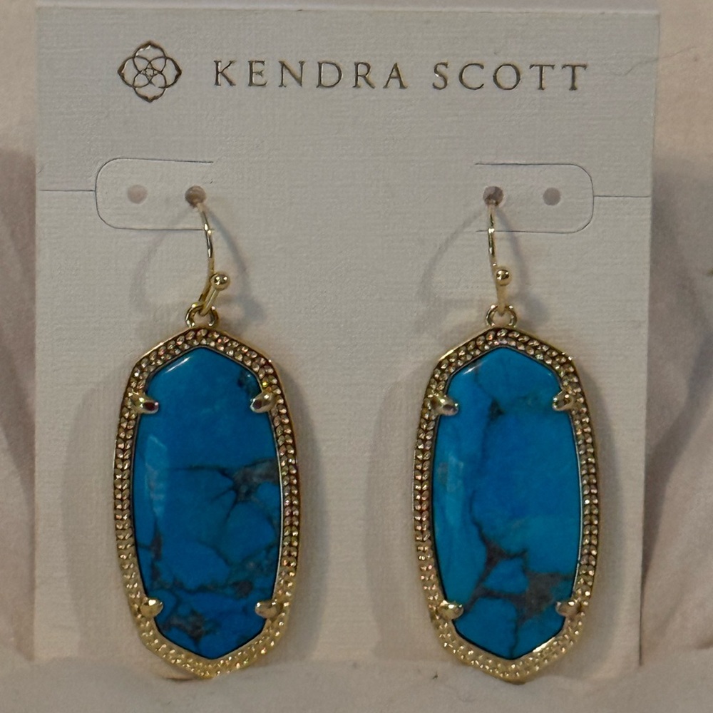 New KENDRA SCOTT  Turquoise Gold Elle Drop Earrings